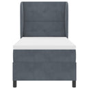 vidaXL Boxrugós ágy matracmal Sötétszürke 100 x 200 cm Bársony