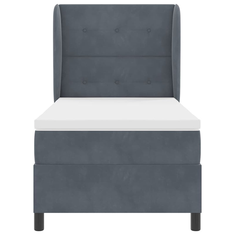 vidaXL Boxrugós ágy matracmal Sötétszürke 100 x 200 cm Bársony