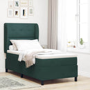vidaXL Boxrugós ágy fejtámlával Sötétzöld 200 x 100 cm Bársony