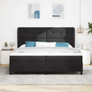 vidaXL Boxrugós ágy fejtámlával Fekete 200 x 200 cm Bársony