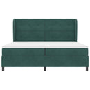 vidaXL Boxrugós ágy fejtámlával Sötétzöld 200 x 200 cm Bársony