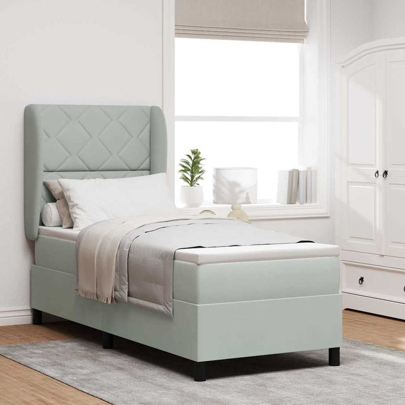 vidaXL Boxrugós ágy matracmal Világosszürke 80 x 200 cm Bársony