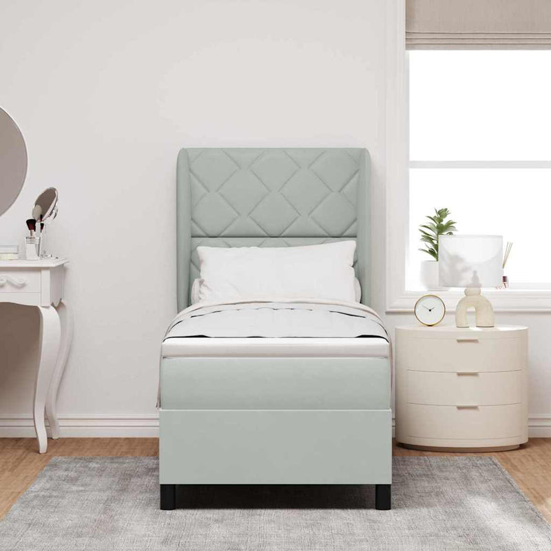 vidaXL Boxrugós ágy matracmal Világosszürke 80 x 200 cm Bársony