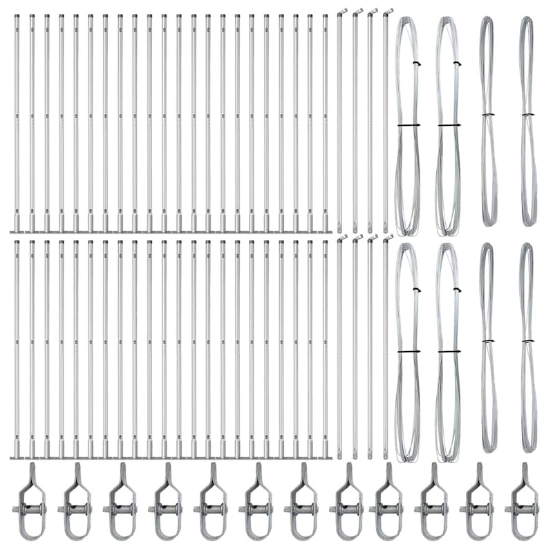 vidaXL Kerítésoszlop 52 pcs Ezüst 3.2 x 3.2 x 140 cm Acél