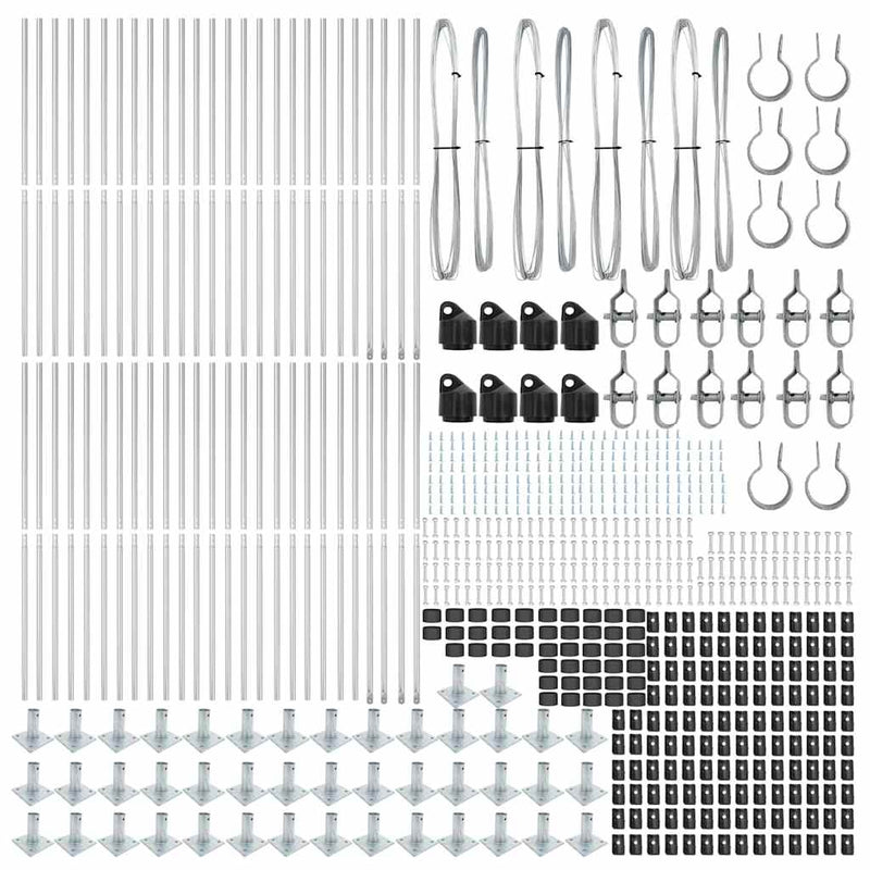 vidaXL Kerítésoszlop 52 pcs Ezüst 3.2 x 3.2 x 140 cm Acél