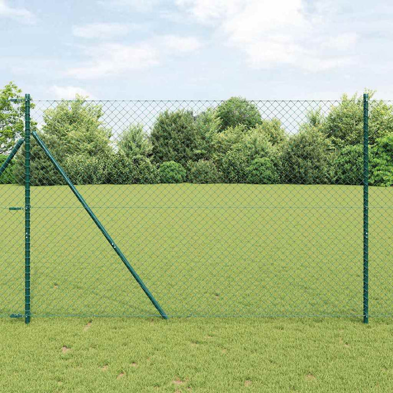 vidaXL Lánckerítés oszlopokkal Zöld 1.6 x 10 m Acél