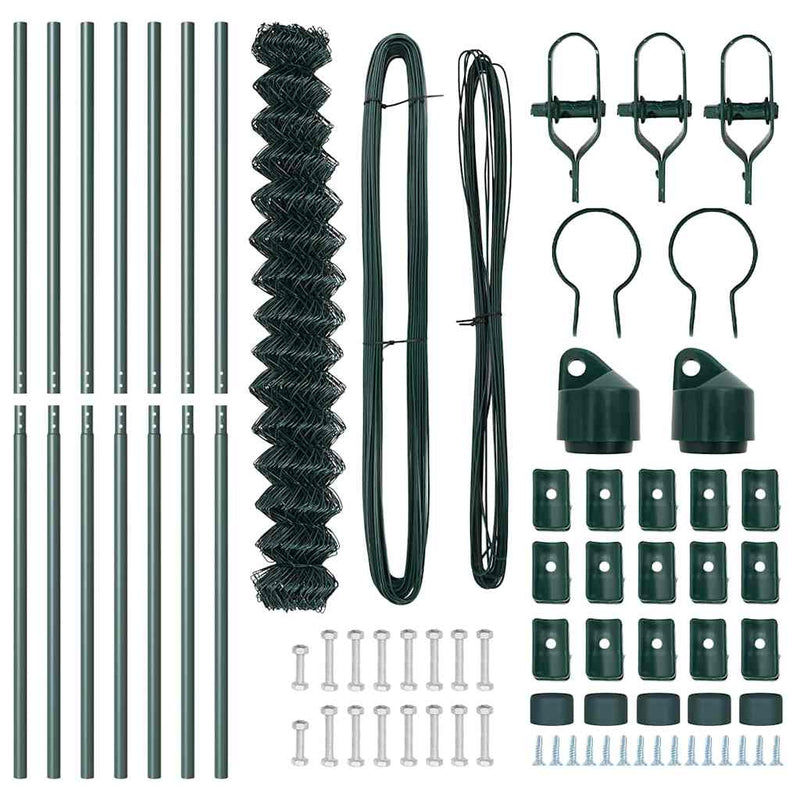 vidaXL Lánckerítés oszlopokkal Zöld 1.6 x 10 m Acél