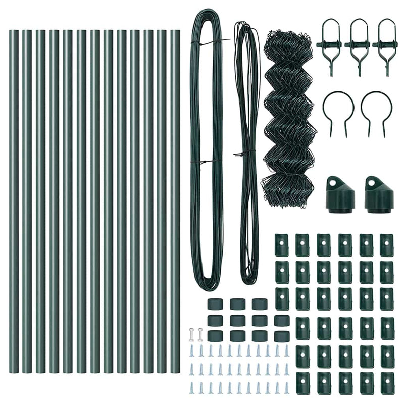vidaXL Lánckerítés oszlopokkal Zöld 0,4 x 25 m Acél