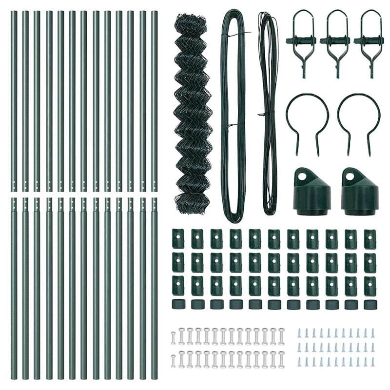 vidaXL Lánckerítés oszlopokkal Zöld 1 x 25 m Acél
