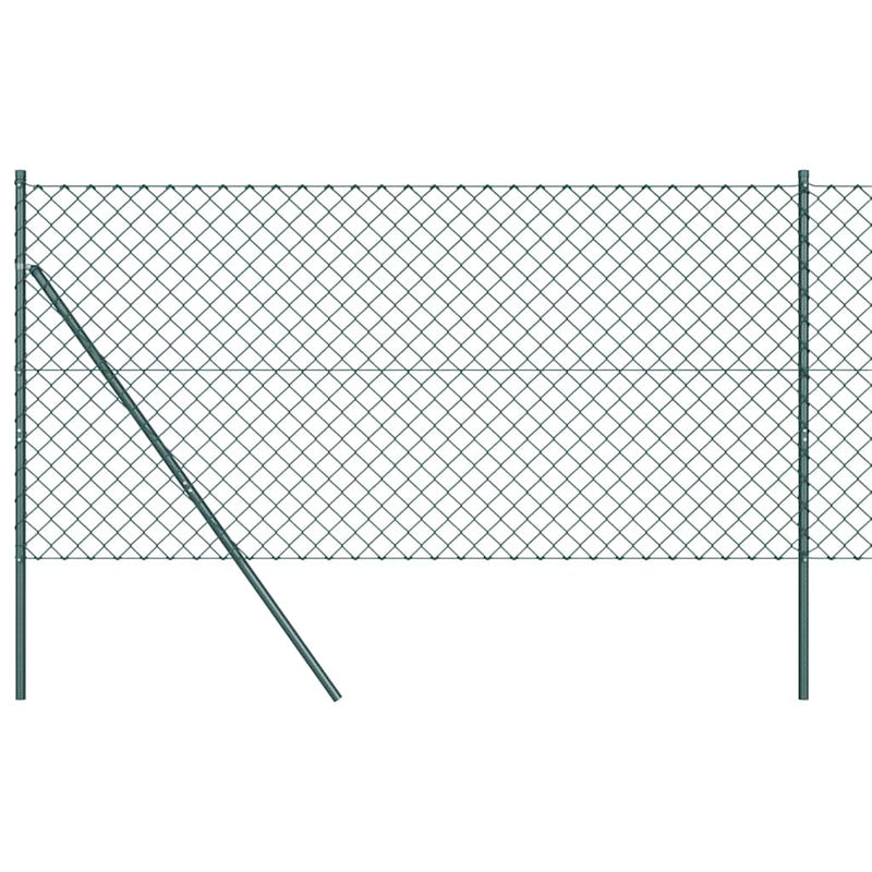 vidaXL Lánckerítés oszlopokkal Zöld 1.4 x 25 m Acél