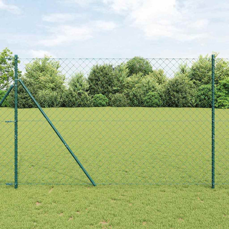 vidaXL Lánckerítés oszlopokkal Zöld 1.6 x 25 m Acél