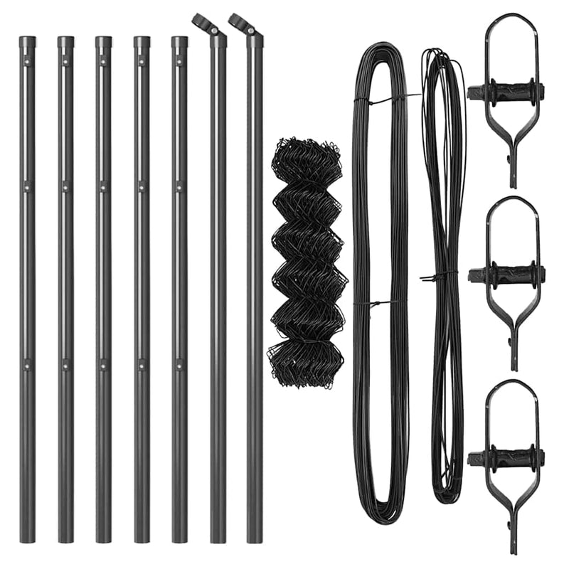 vidaXL Lánckerítés oszlopokkal Szürke 0,4 x 10 m Acél