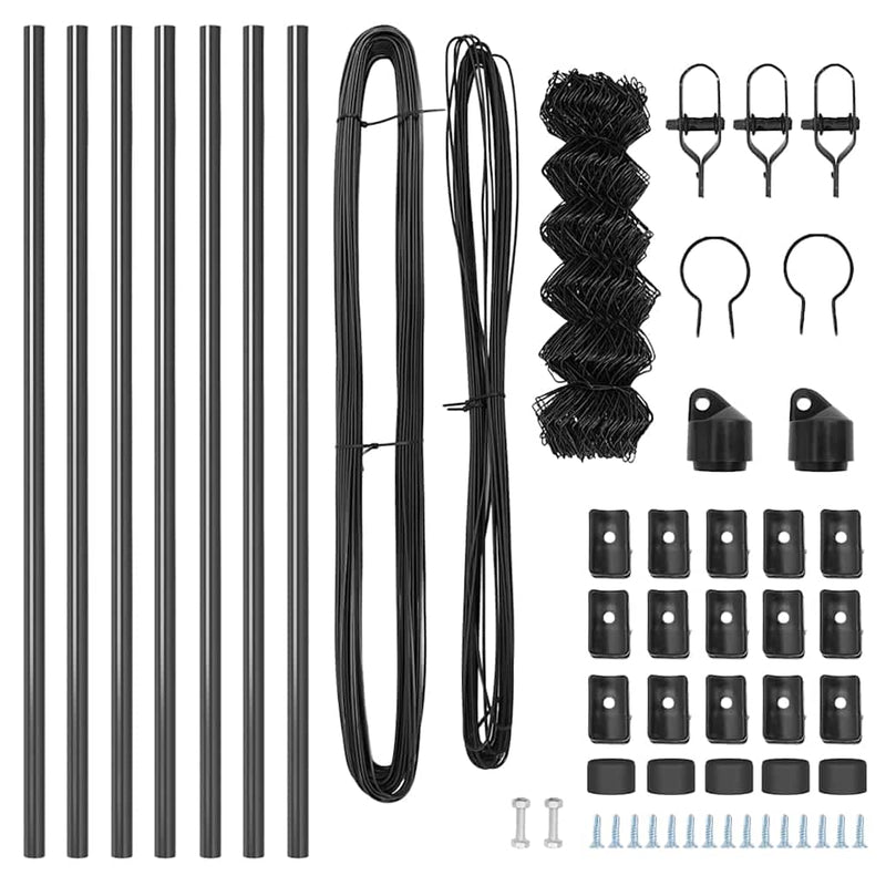 vidaXL Lánckerítés oszlopokkal Szürke 0,6 x 10 m Acél