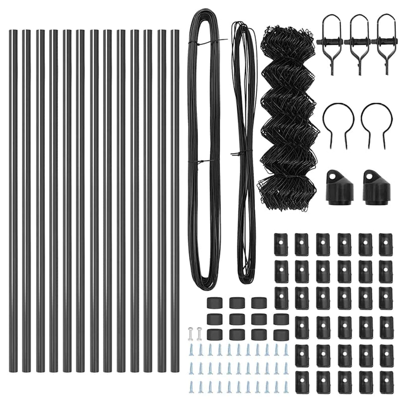 vidaXL Lánckerítés oszlopokkal Szürke 0,4 x 25 m Acél
