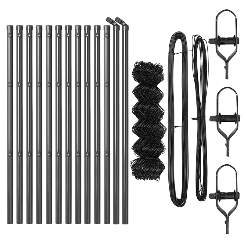 vidaXL Lánckerítés oszlopokkal Szürke 0.8 x 25 m Acél