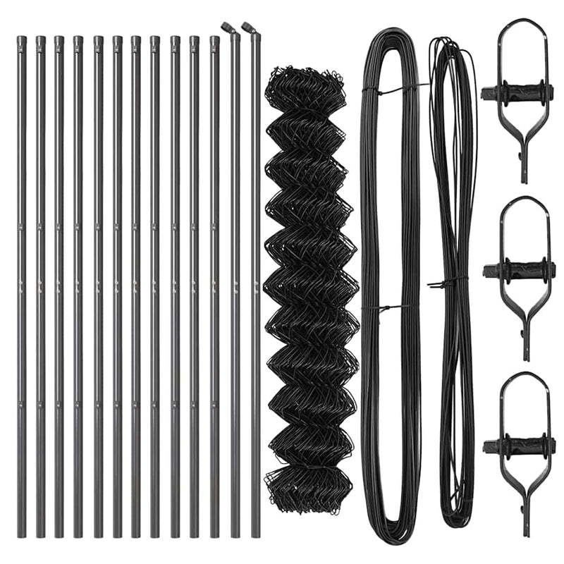 vidaXL Lánckerítés oszlopokkal Szürke 1 x 25 m Acél