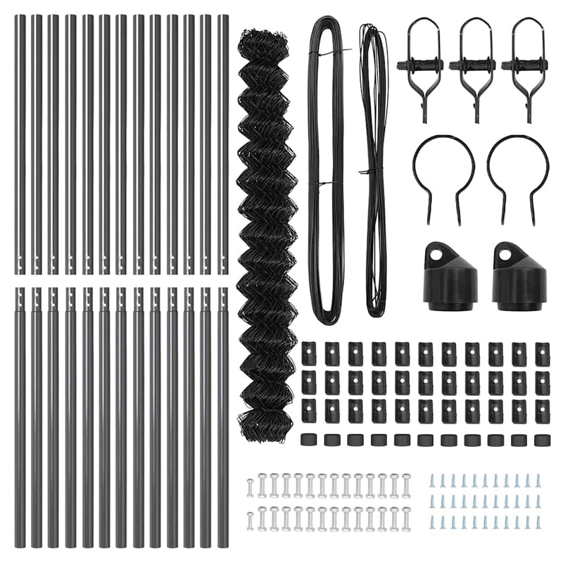 vidaXL Lánckerítés oszlopokkal Szürke 1.6 x 25 m Acél