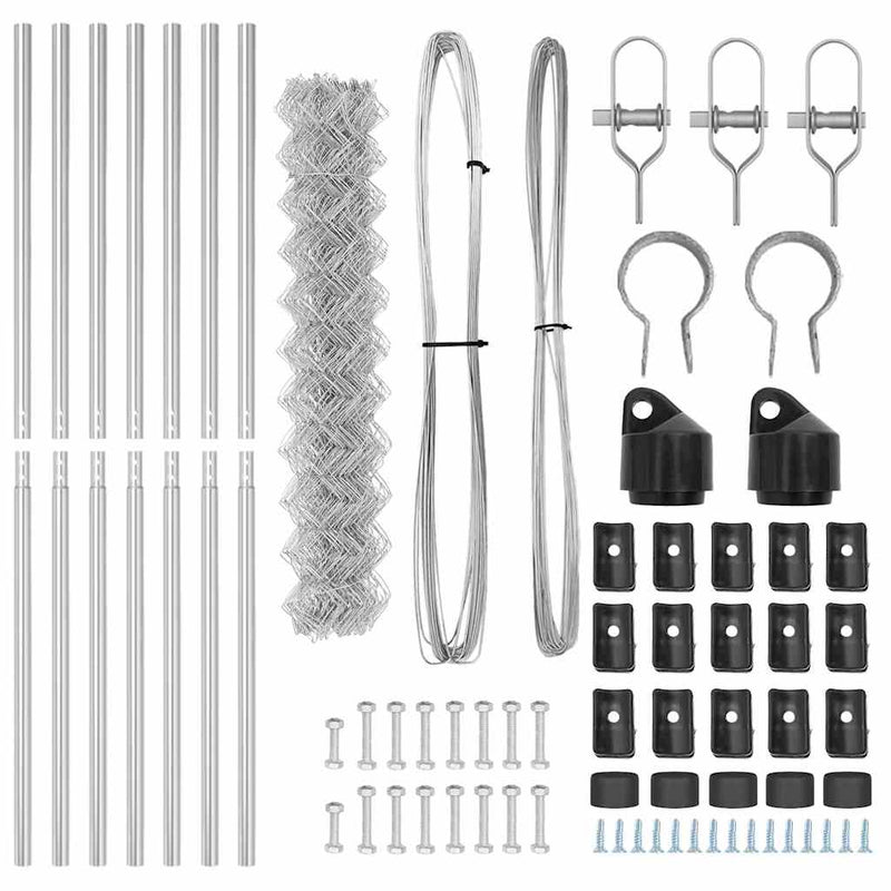 vidaXL Lánckerítés oszlopokkal Ezüst 1.6 x 10 m Acél