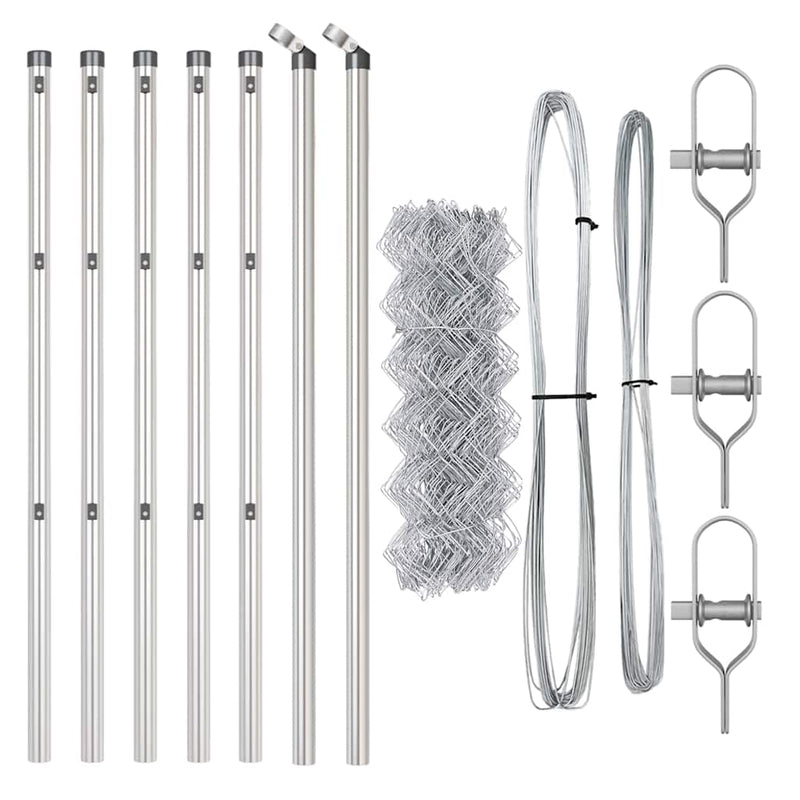 vidaXL Lánckerítés oszlopokkal Ezüst 0,4 x 10 m Acél