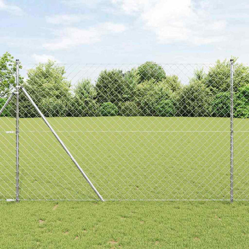 vidaXL Lánckerítés oszlopokkal Ezüst 1.6 x 10 m Acél