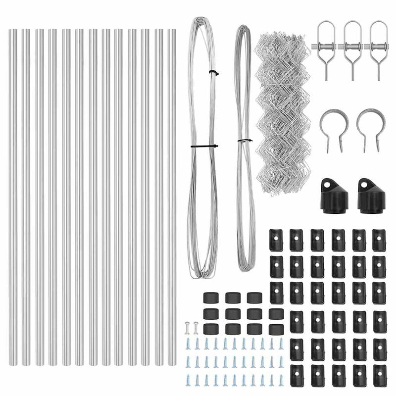 vidaXL Lánckerítés oszlopokkal Ezüst 0.8 x 25 m Acél
