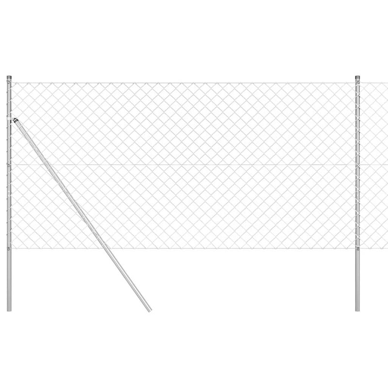 vidaXL Lánckerítés oszlopokkal Ezüst 1.2 x 25 m Acél