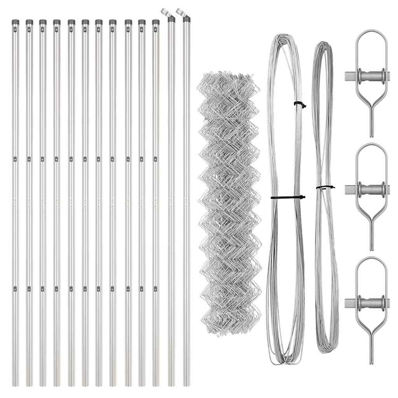 vidaXL Lánckerítés oszlopokkal Ezüst 1.2 x 25 m Acél