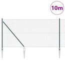 vidaXL Tüskés láncszem kerítés 10 x 1 m PVC-bevonatos acél Zöld Háló