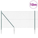 vidaXL Lánckerítés oszlopokkal Zöld 1 x 10 m Acél