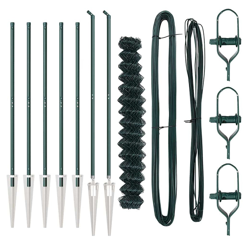 vidaXL Lánckerítés oszlopokkal Zöld 1.6 x 10 m Acél