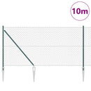 vidaXL Tüskés láncszem kerítés 10 x 1,4 m PVC-bevonatos acél Zöld Háló