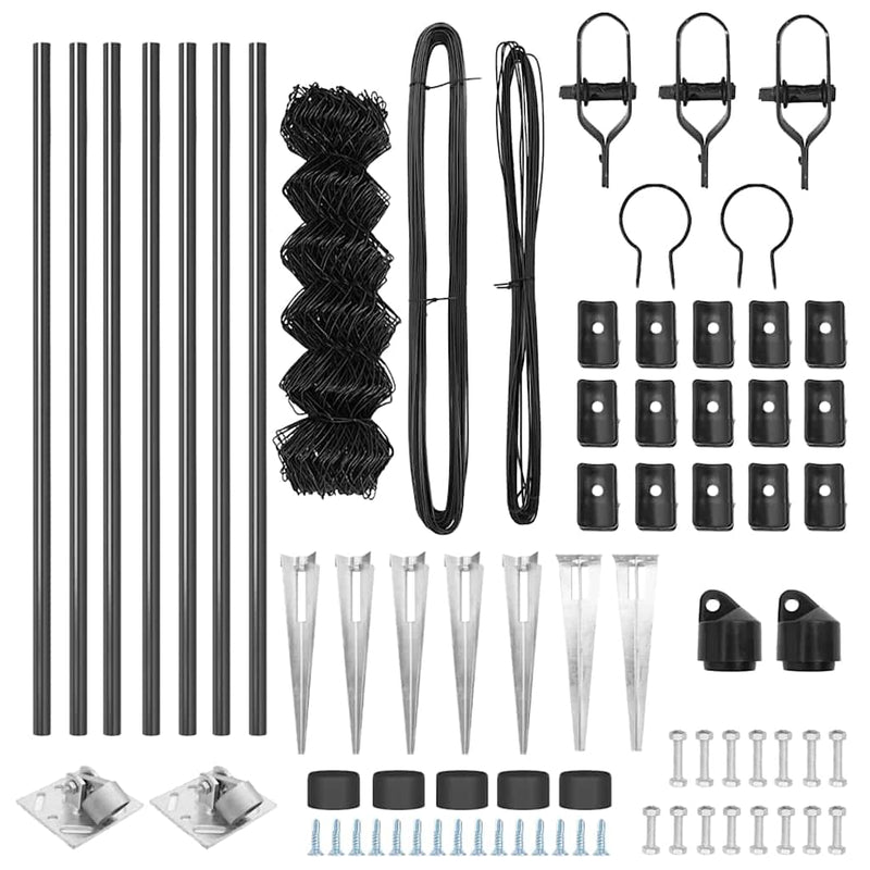 vidaXL Lánckerítés oszlopokkal Szürke 0,4 x 10 m Acél