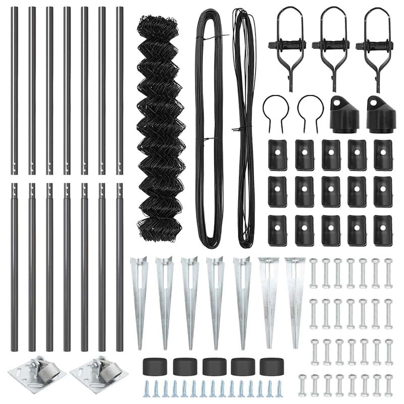 vidaXL Lánckerítés oszlopokkal Szürke 1.2 x 10 m Acél
