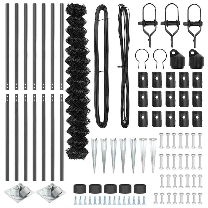 vidaXL Lánckerítés oszlopokkal Szürke 1.6 x 10 m Acél