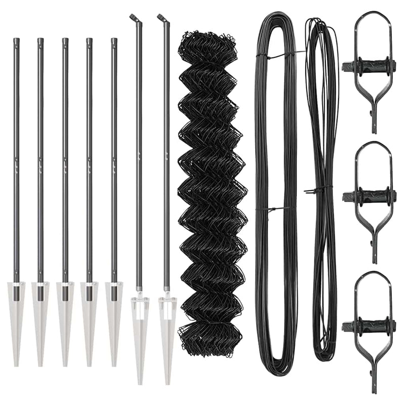 vidaXL Lánckerítés oszlopokkal Szürke 1.4 x 10 m Acél