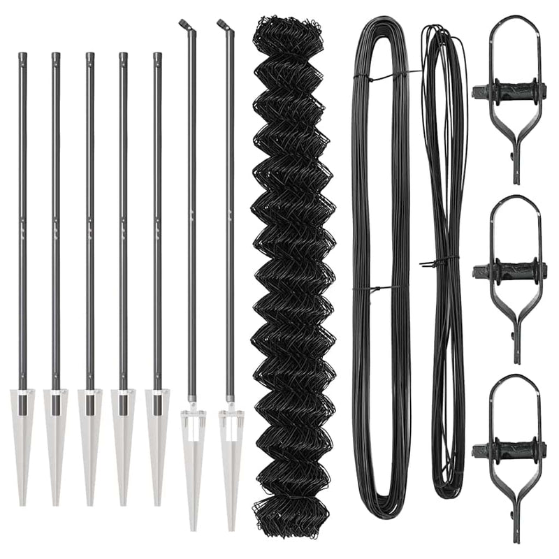 vidaXL Lánckerítés oszlopokkal Szürke 1.6 x 10 m Acél