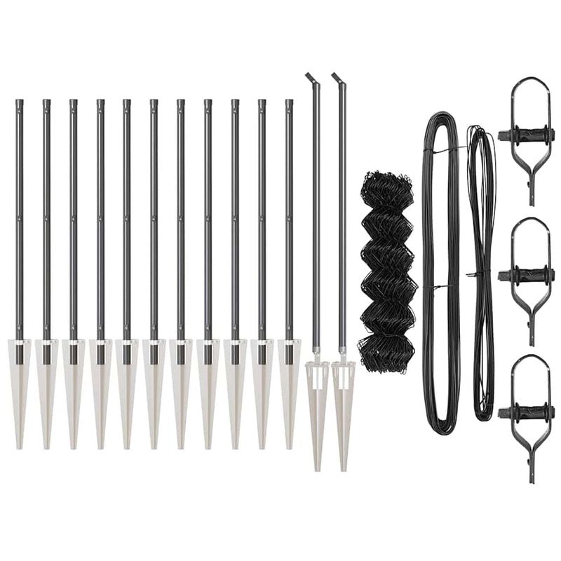 vidaXL Lánckerítés oszlopokkal Szürke 0,4 x 25 m Acél