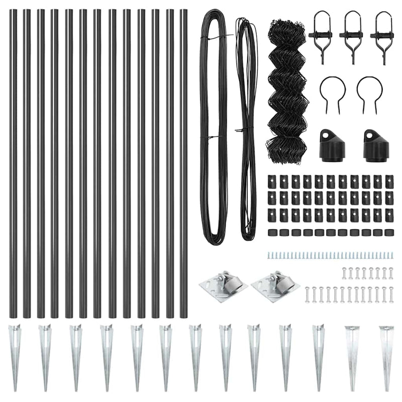 vidaXL Lánckerítés oszlopokkal Szürke 0.8 x 25 m Acél