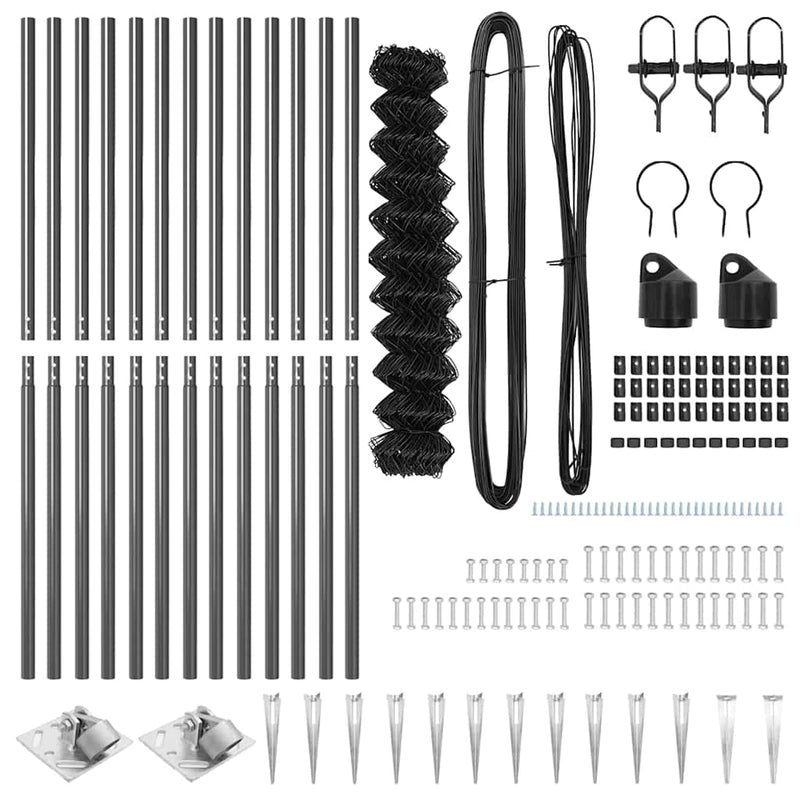 vidaXL Lánckerítés oszlopokkal Szürke 1.2 x 25 m Acél