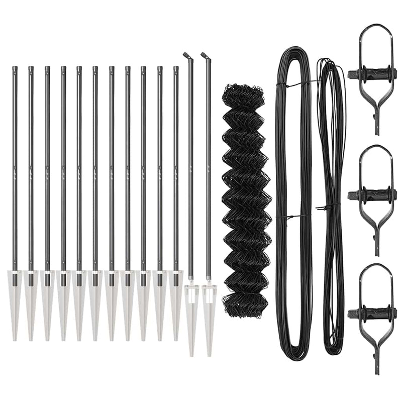 vidaXL Lánckerítés oszlopokkal Szürke 1.4 x 25 m Acél