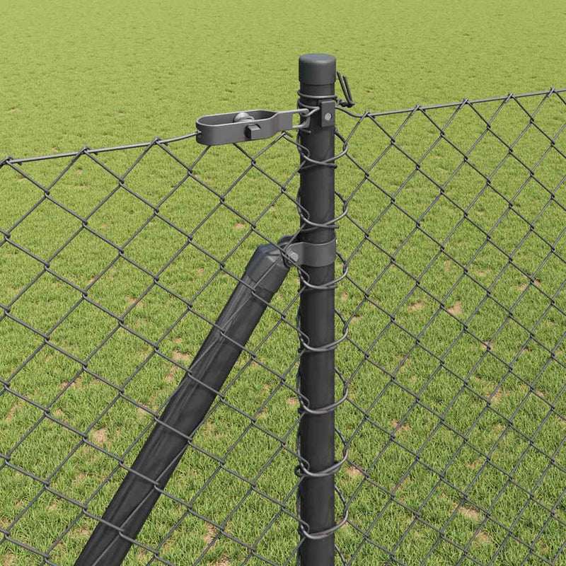 vidaXL Lánckerítés oszlopokkal Szürke 1.5 x 25 m Acél