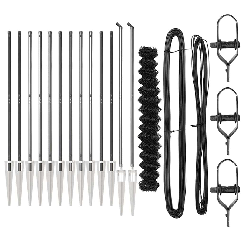 vidaXL Lánckerítés oszlopokkal Szürke 1.6 x 25 m Acél