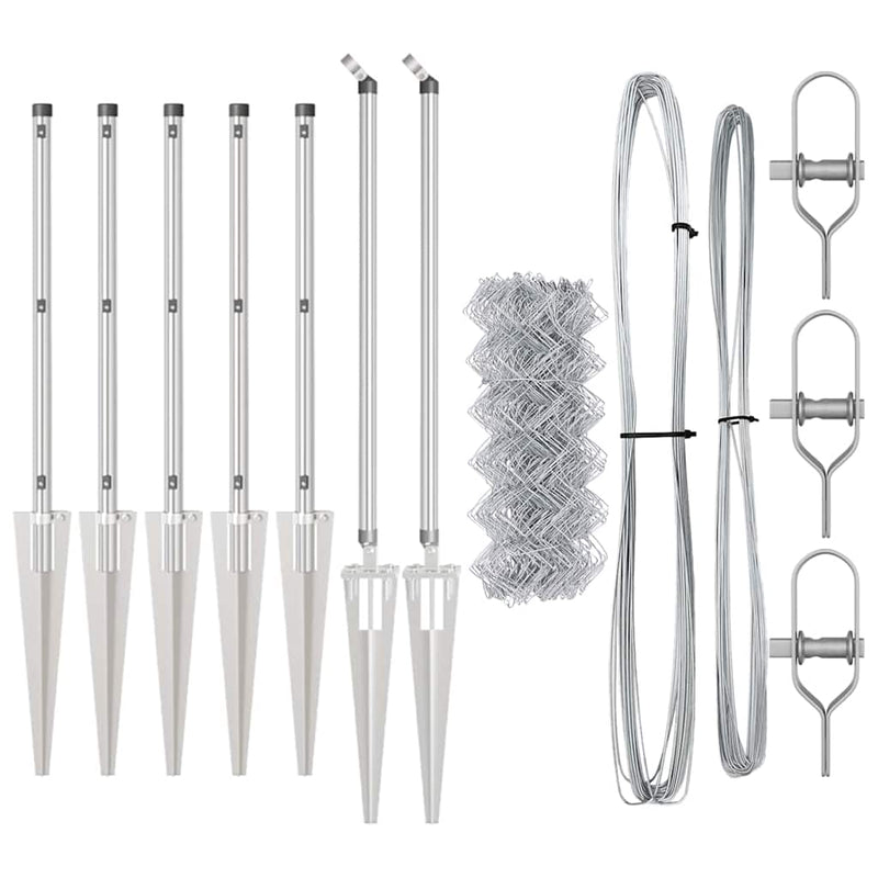 vidaXL Lánckerítés oszlopokkal Ezüst 0,6 x 10 m Acél