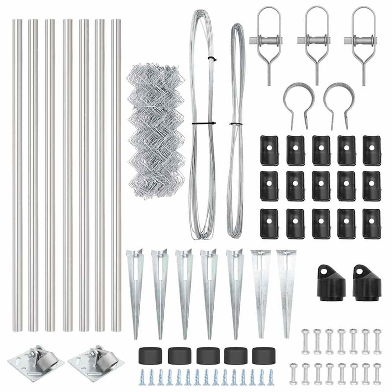 vidaXL Lánckerítés oszlopokkal Ezüst 0,6 x 10 m Acél