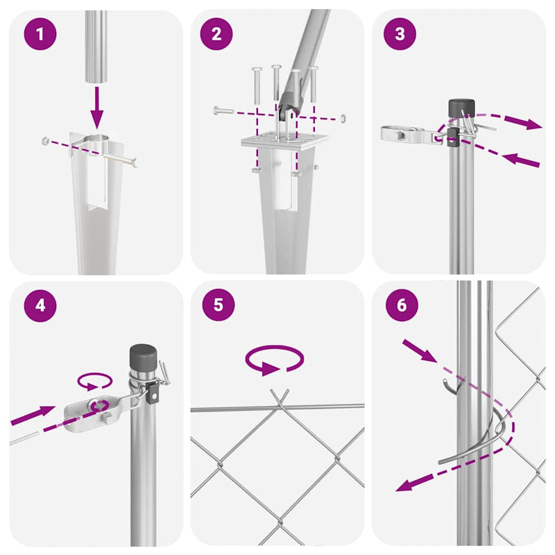vidaXL Lánckerítés oszlopokkal Ezüst 1 x 10 m Acél