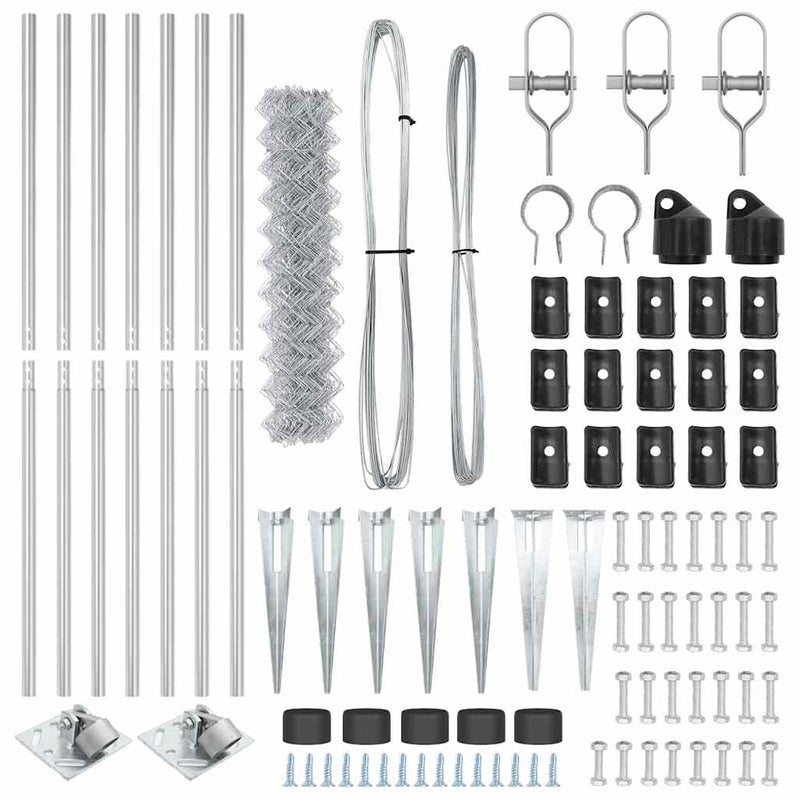 vidaXL Lánckerítés oszlopokkal Ezüst 1.4 x 10 m Acél