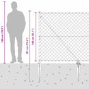 vidaXL Külső lánckapcsolatos kerítés tüskékkel 10 x 1,4 m Ezüst Háló