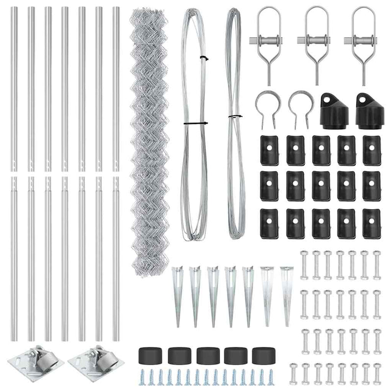 vidaXL Lánckerítés oszlopokkal Ezüst 1.5 x 10 m Acél