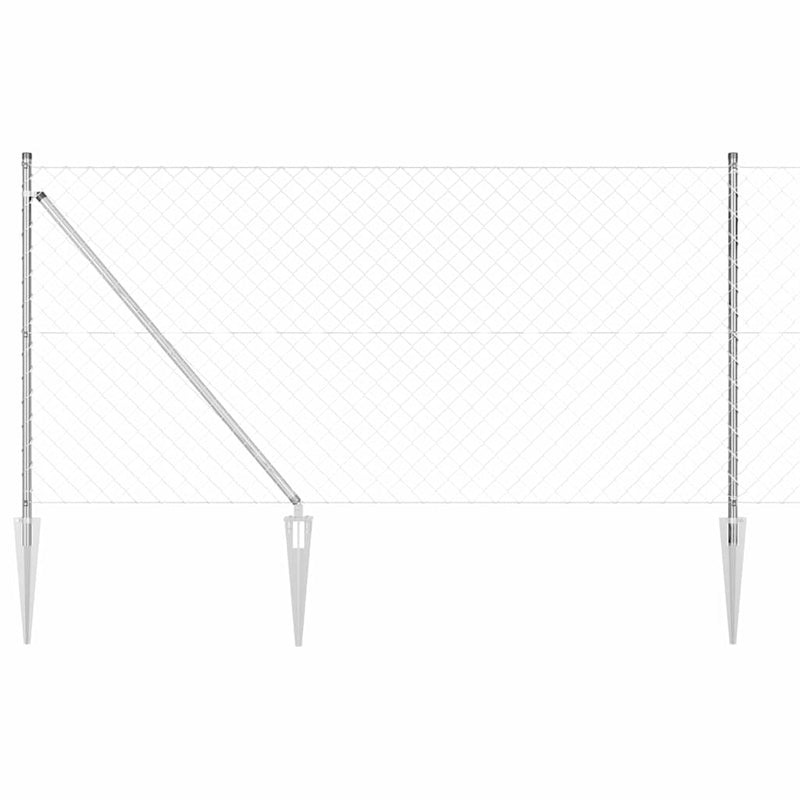 vidaXL Lánckerítés oszlopokkal Ezüst 1 x 25 m Acél