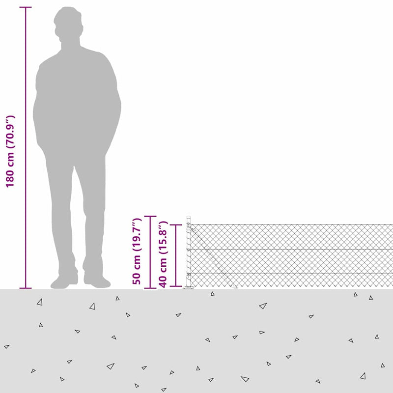 vidaXL Lánckerítés oszlopokkal Zöld 0,4 x 10 m Acél